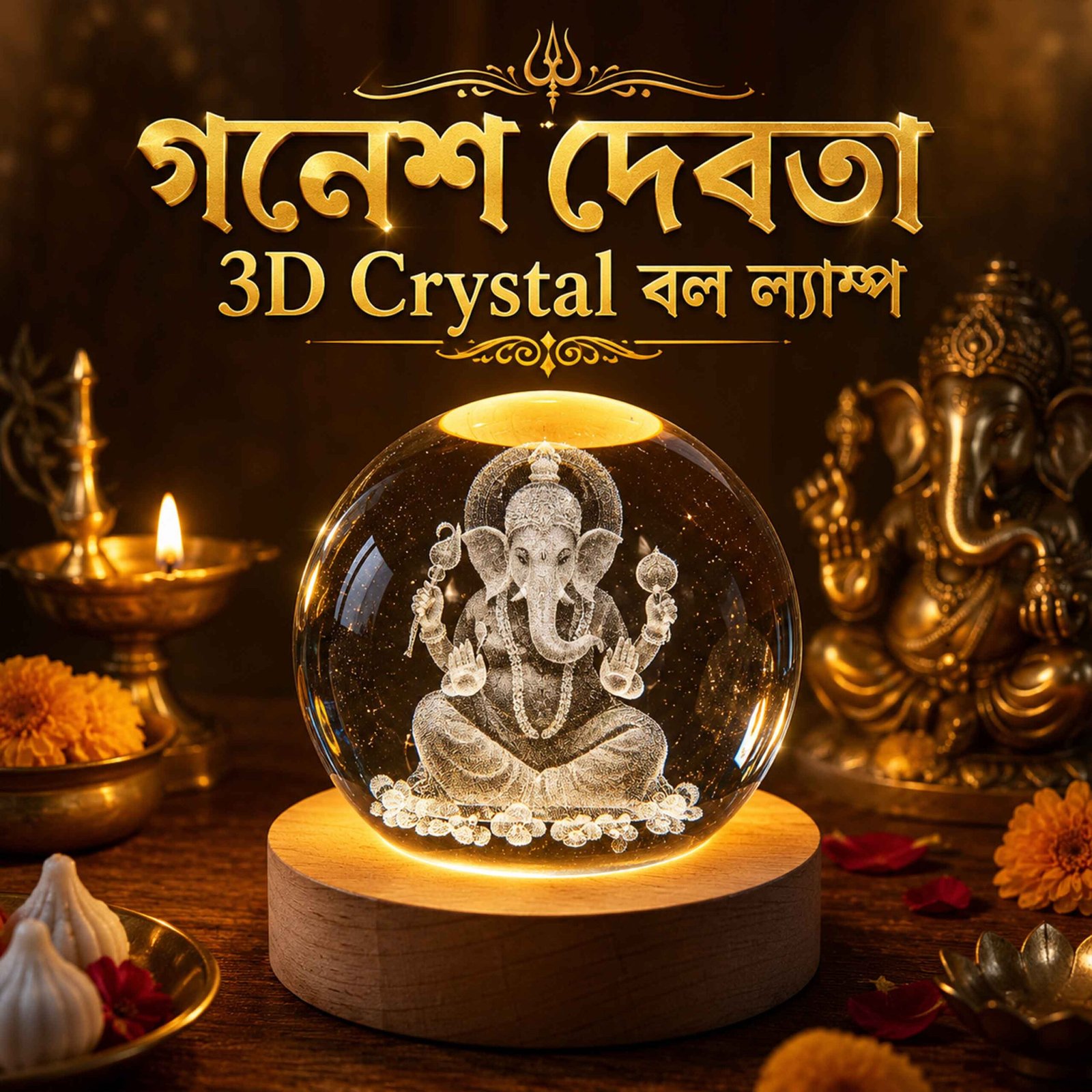 gc গণেশ ঠাকুর 3D Ball Lamp - Image 1